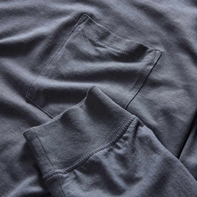 material shot of the sleeves on The Cotton Hemp Long Sleeve Tee in Navy