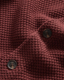 material shot of the buttons on The Crawford Sweater in Black Cherry