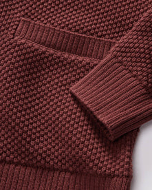 material shot of the sleeves on The Crawford Sweater in Black Cherry