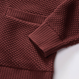 material shot of the sleeves on The Crawford Sweater in Black Cherry