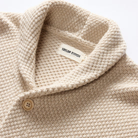 material shot of the collar on The Crawford Sweater in Marled Natural