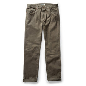 flatlay of The Democratic All Day Pant in Fatigue Olive Selvage Denim