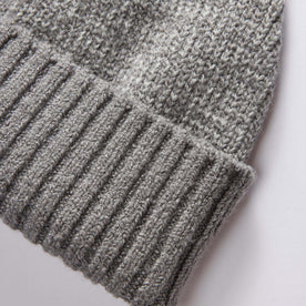 material shot of the ribbed bottom of The Headland Beanie in Warm Grey