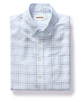 folded flatlay of The Jack in Blue Fade Plaid, Wovens by Taylor Stitch