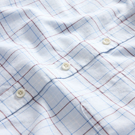 material shot of the buttons on The Jack in Blue Fade Plaid