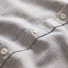 material shot of the buttons on The Jack in Blue Sky Slub Cotton Linen