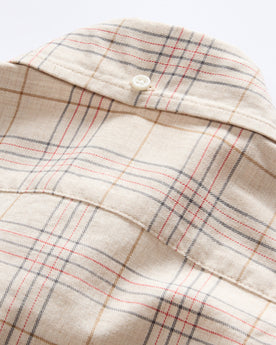material shot of the back collar on The Jack in Sand Plaid, Wovens by Taylor Stitch