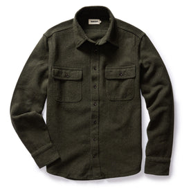flatlay of The Ledge Shirt in Dark Forest Linen Tweed