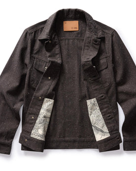 flatlay of the inside of The Long Haul Jacket in Peat Nep Herringbone, Outerwear by Taylor Stitch