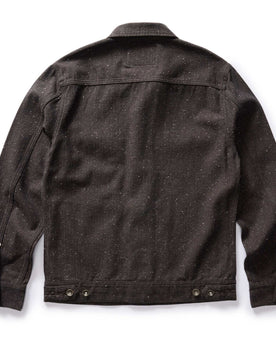 flatlay of the back of The Long Haul Jacket in Peat Nep Herringbone, Outerwear by Taylor Stitch