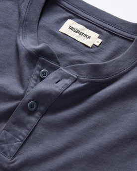 material shot of the buttons on The Organic Cotton Henley in Navy, Knits by Taylor Stitch