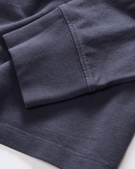 material shot of the sleeves on The Organic Cotton Henley in Navy, Knits by Taylor Stitch