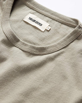 material shot of the collar on The Organic Cotton Tee in Sage, Knits by Taylor Stitch