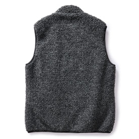 flatlay of the back of The Port Vest in Coal Marl Boucle Fleece