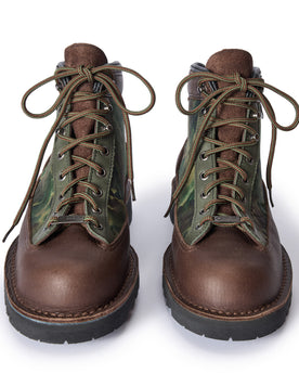material shot of the laces on The Ridge Boot in Painted Camo, Footwear by Taylor Stitch