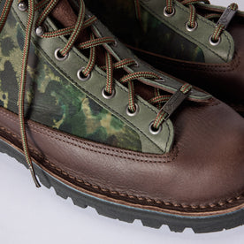 material shot of the laces and aglets on The Ridge Boot in Painted Camo