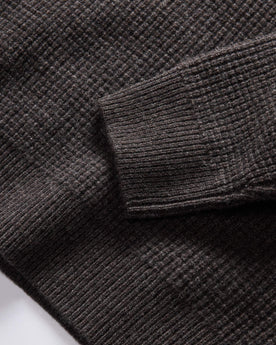 material shot of the bottom hem of The Sidecountry Sweater in Coffee Heather Merino Waffle, Knits by Taylor Stitch