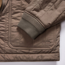 material shot of the cuffs on The Able Jacket in Morel Quilted Nylon