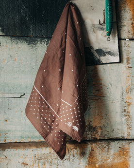 editorial image of The Bandana in Redwood hanging on a wall, Accessories by Taylor Stitch