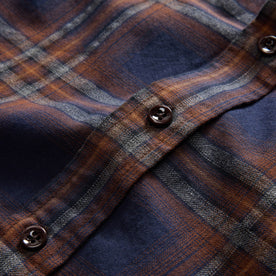material shot of the buttons on The California in Twilight Plaid Brushed Cotton Twill