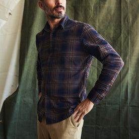 fit model in The California in Twilight Plaid Brushed Cotton Twill