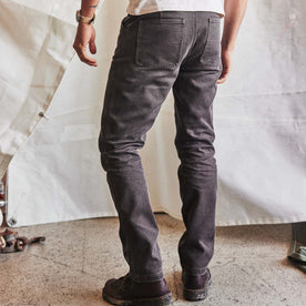 fit model showing off back pockets on The Camp Pant in Soil Chipped Canvas