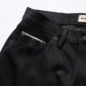 material shot of the pockets on The Democratic Jean in Black Nihon Menpu Selvage