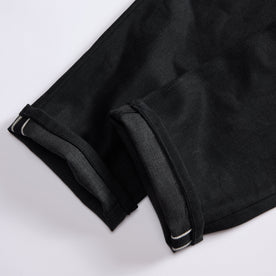 material shot of the cuffs on The Democratic Jean in Black Nihon Menpu Selvage