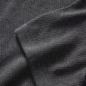 material shot of the sleeve on The Heavy Bag Waffle Short Sleeve in Faded Black