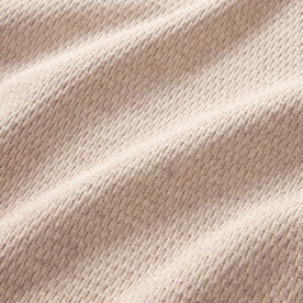 material shot of the waffle knit on The Heavy Bag Waffle Short Sleeve in Oat Heather