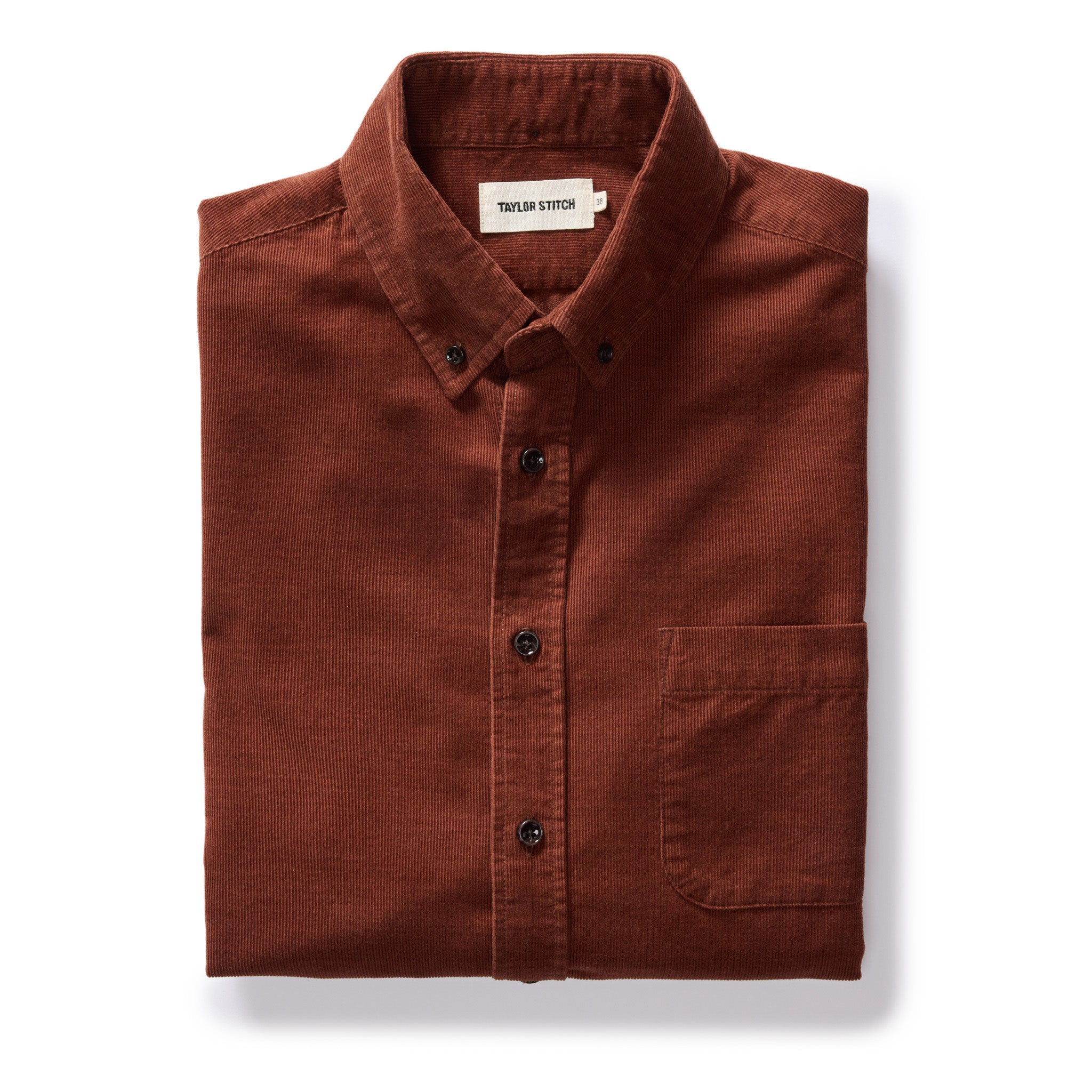 folded flatlay of The Jack in Copper Heathered Pincord, Wovens by Taylor Stitch