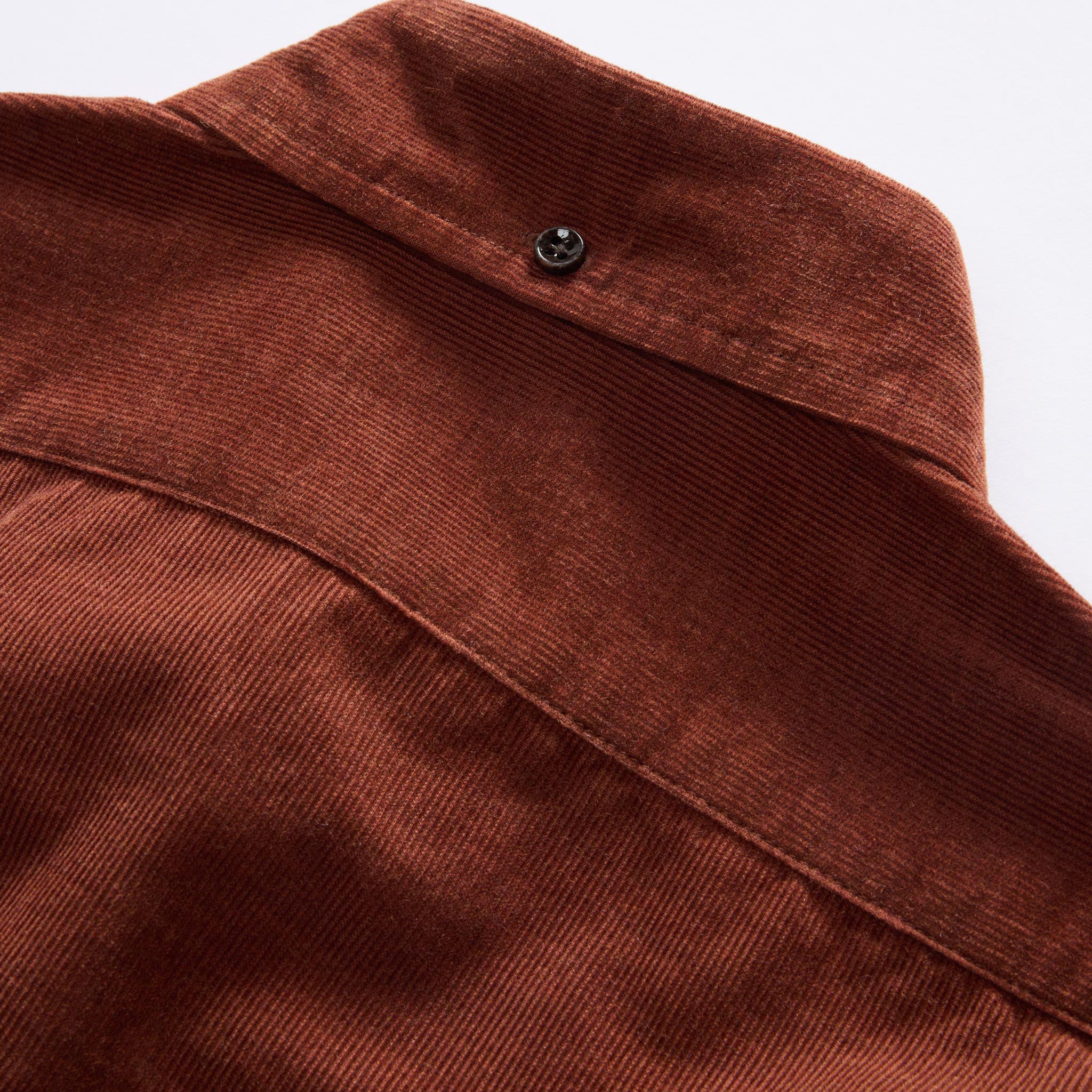 material shot of the back collar on The Jack in Copper Heathered Pincord, Wovens by Taylor Stitch