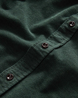 material shot of the buttons on The Jack in Pine Heathered Pincord, Wovens by Taylor Stitch
