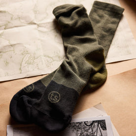 material shot of the fabric on The Merino Sock in Olive