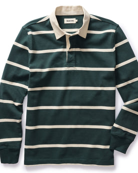 flatlay of The Rugby in Dark Forest Stripe, Knits by Taylor Stitch