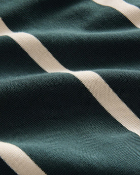 material shot of the fabric on The Rugby in Dark Forest Stripe, Knits by Taylor Stitch