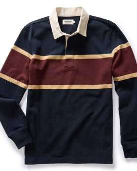 flatlay of The Rugby in Dark Navy Stripe, Knits by Taylor Stitch