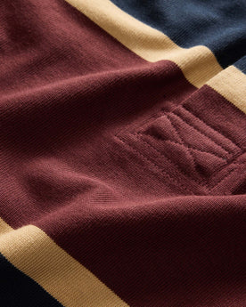 material shot of the stripe detail on The Rugby in Dark Navy Stripe, Knits by Taylor Stitch