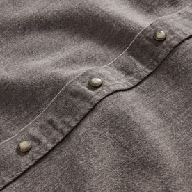 material shot of the buttons on The Western Shirt in Soil Pigment Selvage Denim