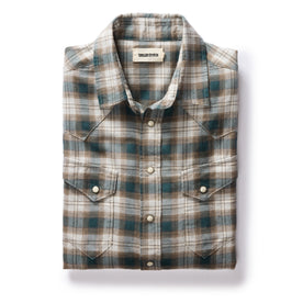 flatlay of The Western Shirt in Wetland Plaid folded