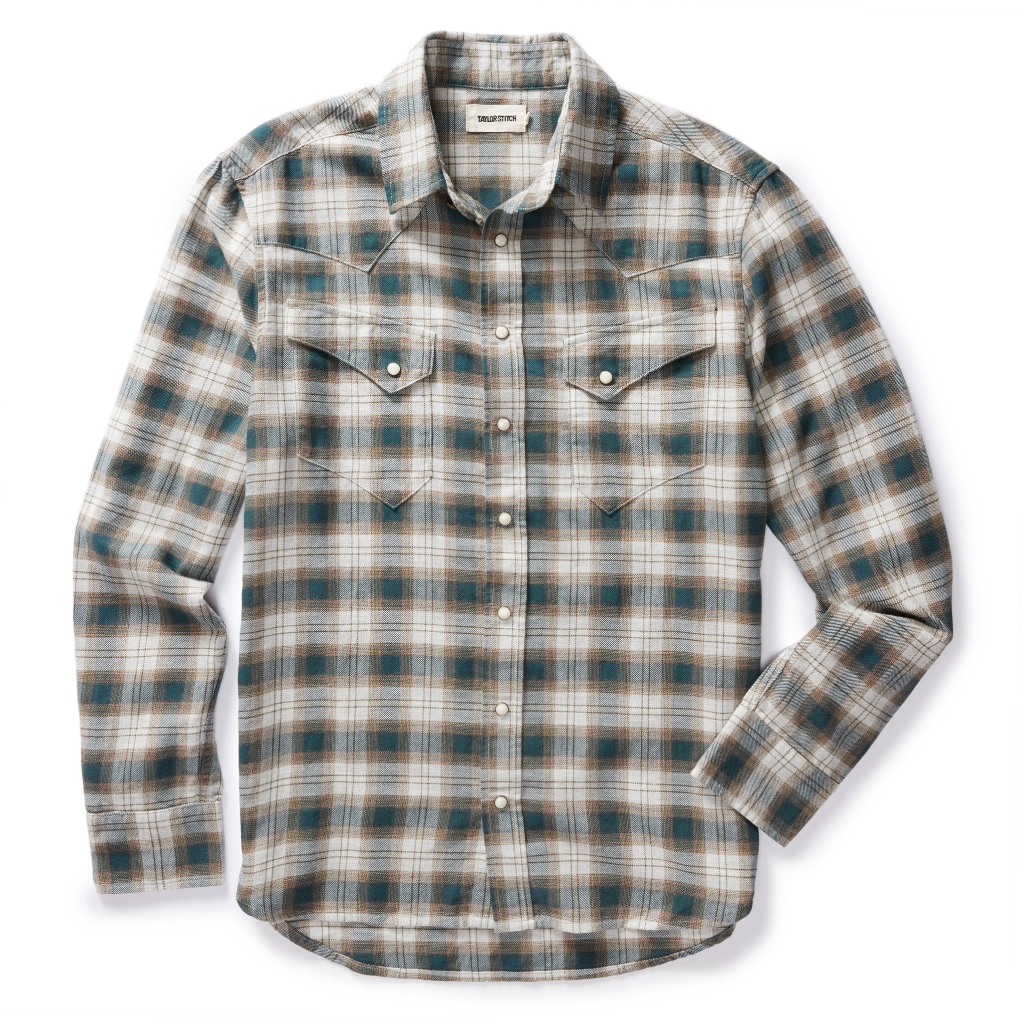 flatlay of The Western Shirt in Wetland Plaid, Wovens by Taylor Stitch