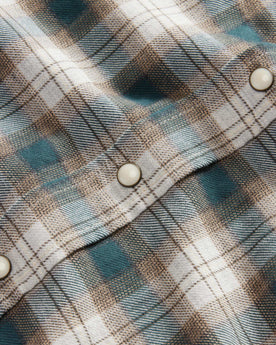 material shot of the buttons on The Western Shirt in Wetland Plaid, Wovens by Taylor Stitch