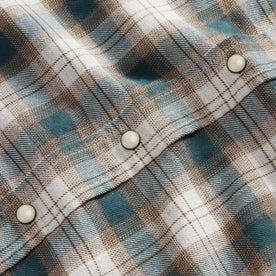 material shot of the buttons on The Western Shirt in Wetland Plaid