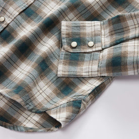 material shot of the cuffs on The Western Shirt in Wetland Plaid