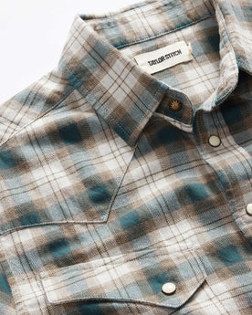 material shot of the collar on The Western Shirt in Wetland Plaid, Wovens by Taylor Stitch