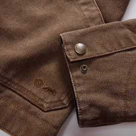 material shot of the cuffs on The Workhorse Jacket in Aged Penny Chipped Canvas