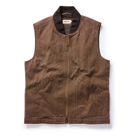 flatlay of The Workhorse Vest in Aged Penny Chipped Canvas