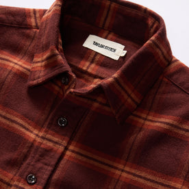 material shot of the collar on The Yosemite Shirt in Burnt Toffee Plaid