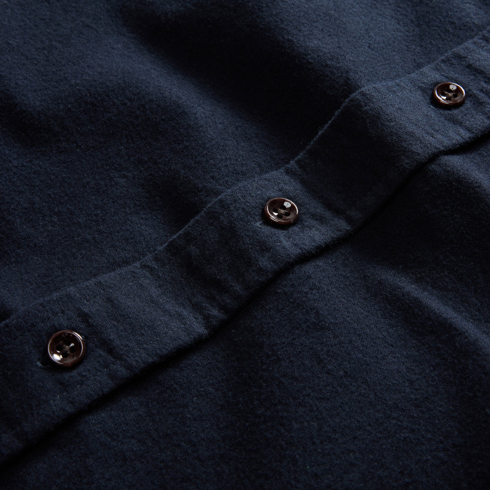 material shot of the buttons on The Yosemite Shirt in Dark Navy, Wovens by Taylor Stitch