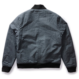 flatlay of The Bomber Jacket in Charcoal Dry Wax, from the back